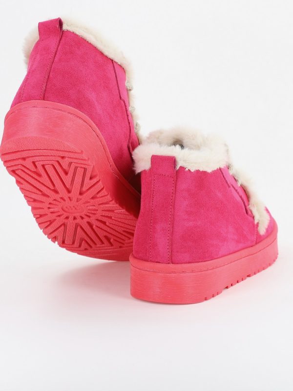 Ghete Damă cu Șiret Piele Ecologică întoarsă culoare Fuchsia(BS15B2310251) 122
