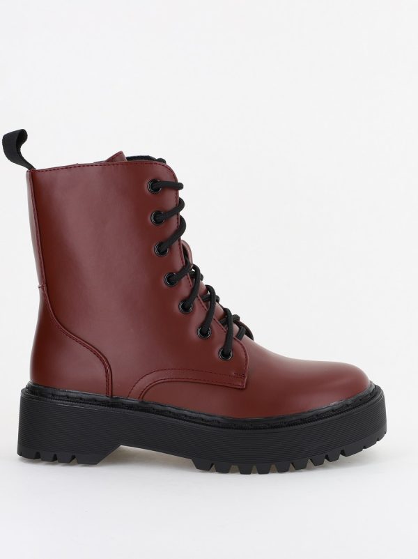 Ghete Dama cu Talpa Groasa Piele Ecologica Bordo (BS52065BO2310191) 119