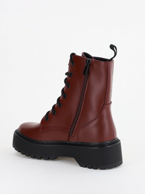 Ghete Dama cu Talpa Groasa Piele Ecologica Bordo (BS52065BO2310191) 122