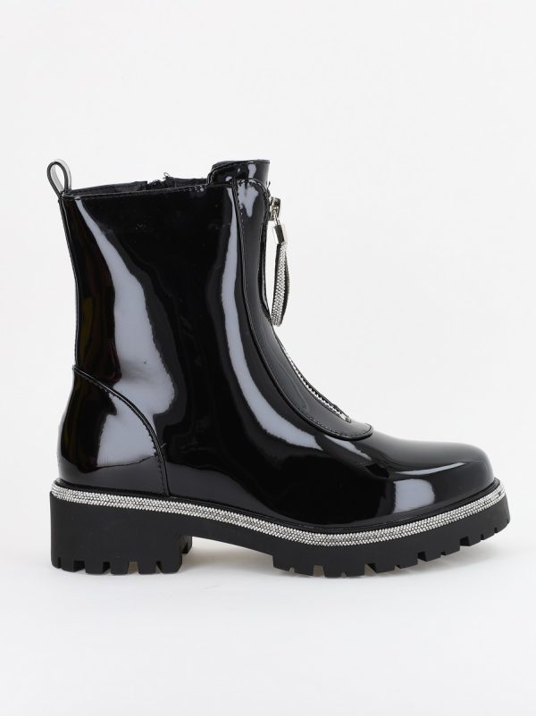 Ghete Dama cu Talpa Groasa Piele Ecologica Negru lac (BS7505AM2310111) 121
