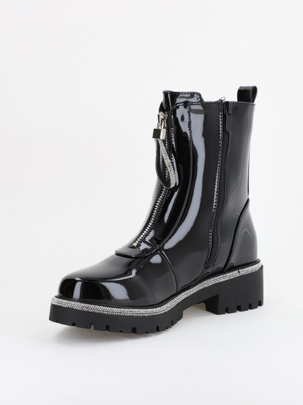 Ghete Dama cu Talpa Groasa Piele Ecologica Negru lac (BS7505AM2310111) 120