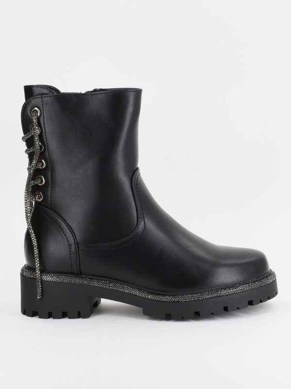 Ghete Dama cu Talpa Groasa Piele Ecologica Negru mat BS7502AM2310113 123