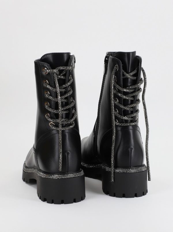 Ghete Dama cu Talpa Groasa Piele Ecologica Negru mat BS7502AM2310113 124