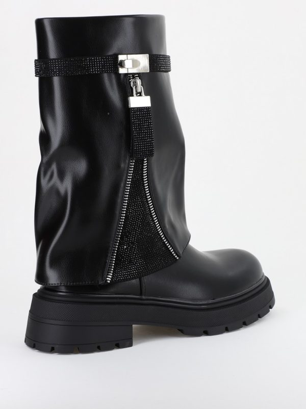 Ghete Femei cu Talpa Groasa Piele Ecologica cu pietricele Negru (BS52055BO2310219) 122