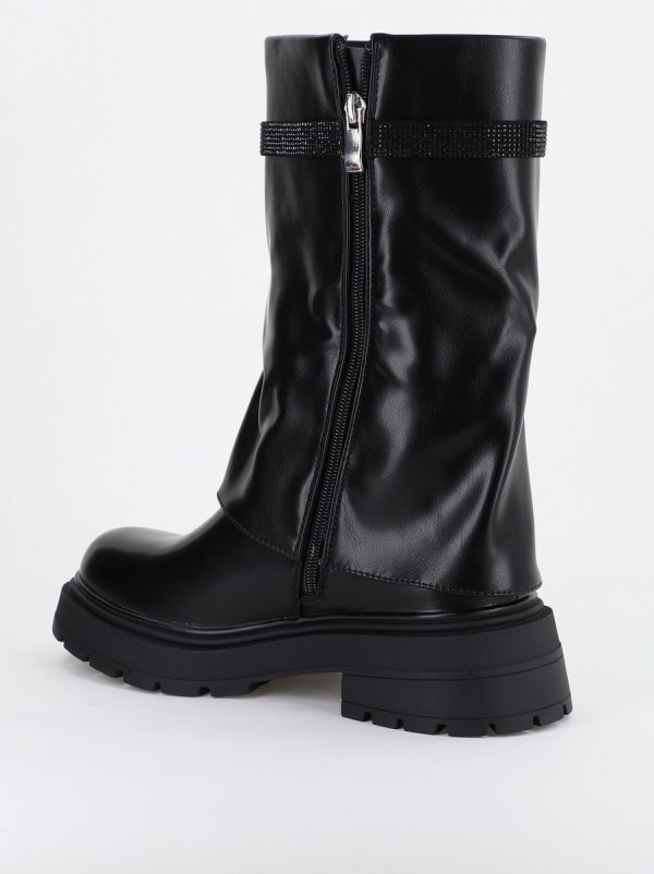 Ghete Femei cu Talpa Groasa Piele Ecologica cu pietricele Negru (BS52055BO2310219) 124