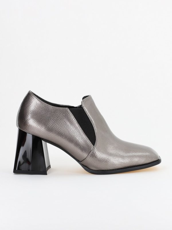 Pantofi Dama Piele Eco Vârf Drept cu Toc Argintiu BS1250AY2310228 121