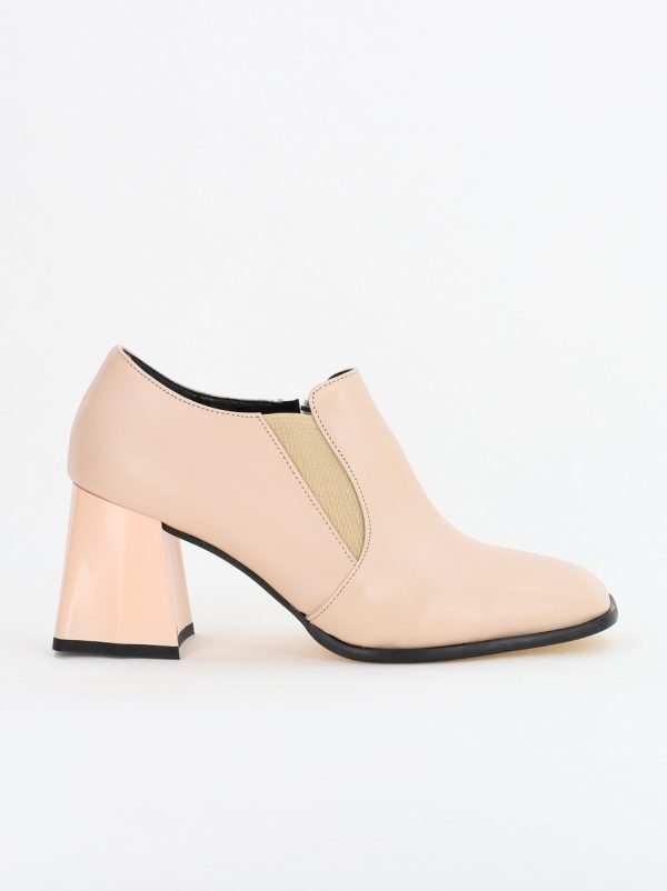 Pantofi Dama Piele Eco Vârf Drept cu Toc Bej BS1250AY2310226 120
