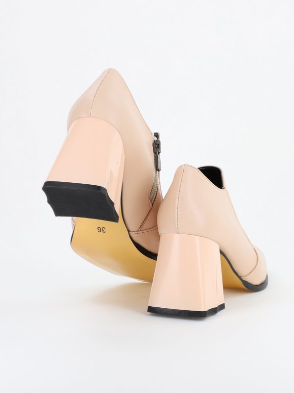 Pantofi Dama Piele Eco Vârf Drept cu Toc Bej BS1250AY2310226 119