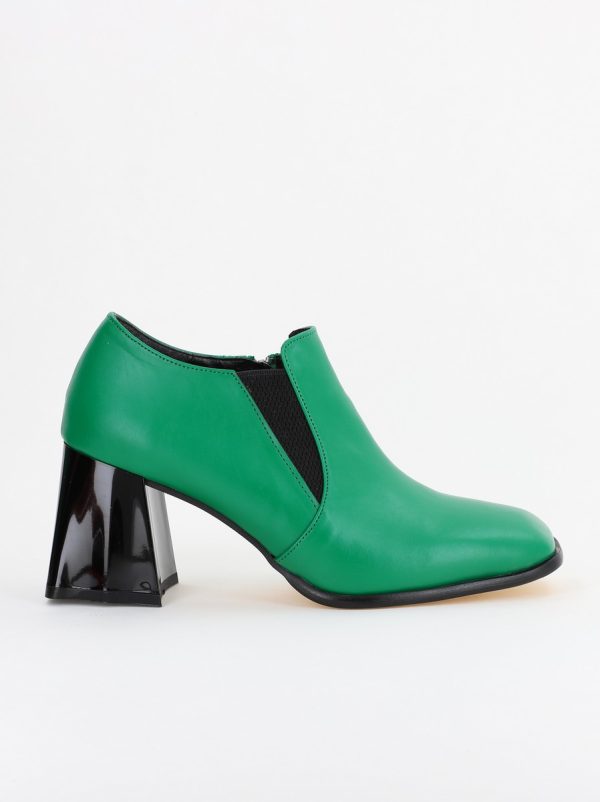 Pantofi Dama Piele Eco Vârf Drept cu Toc Verzi BS1250AY2310227 120