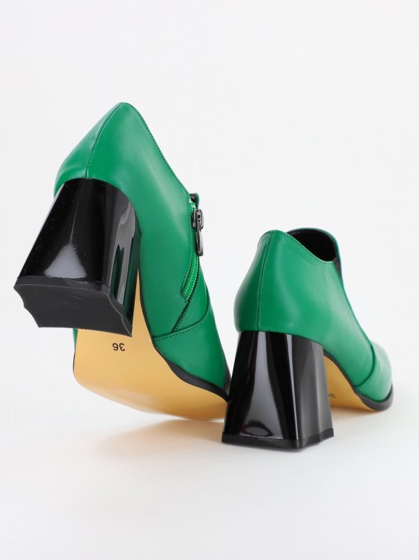 Pantofi Dama Piele Eco Vârf Drept cu Toc Verzi BS1250AY2310227 119