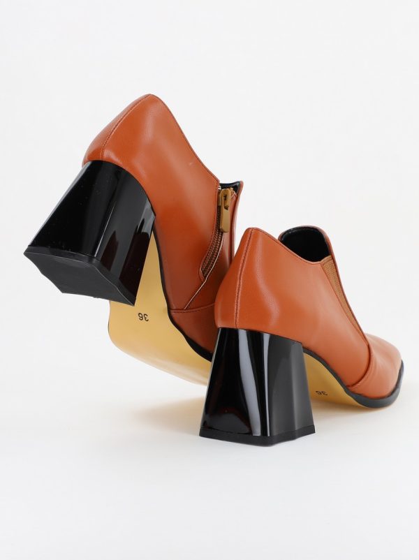 Pantofi Dama Piele Eco Vârf Drept cu Toc Maro BS1250AY2310225 122