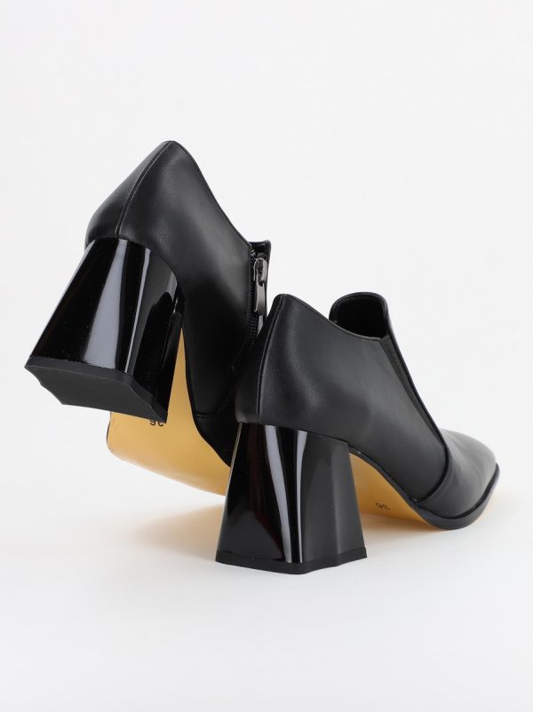 Pantofi Dama Piele Eco Vârf Drept cu Toc Negru mat BS1250AY2310230 119