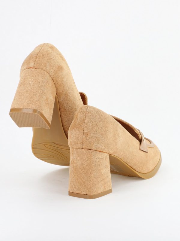 Pantofi Dama Piele Eco Vârf Rotund cu Toc Bej BS1901J2310087 122