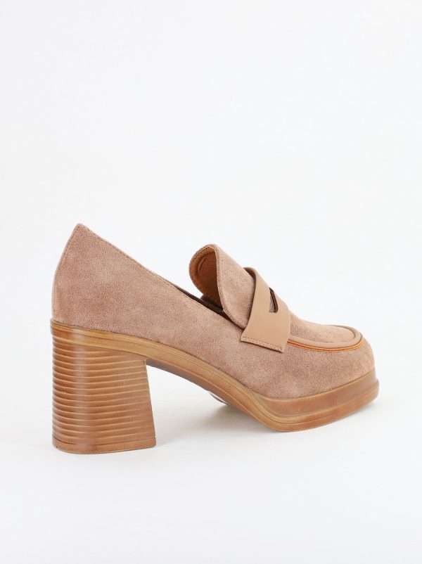 Pantofi Dama Piele Eco Vârf Rotund cu Toc taupe BS1902J231090 120