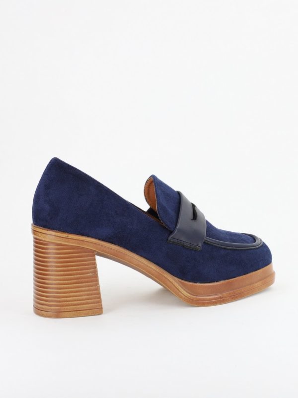 Pantofi Dama Piele Eco Vârf Rotund cu Toc Bleumarin BS1902J231089 120