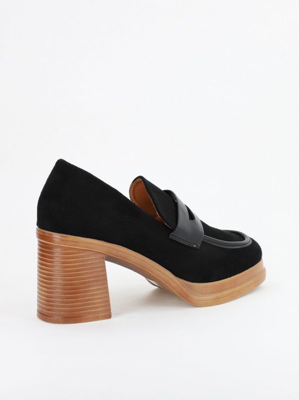 Pantofi Dama Piele Eco Vârf Rotund cu Toc Negre BS1902J231091 120