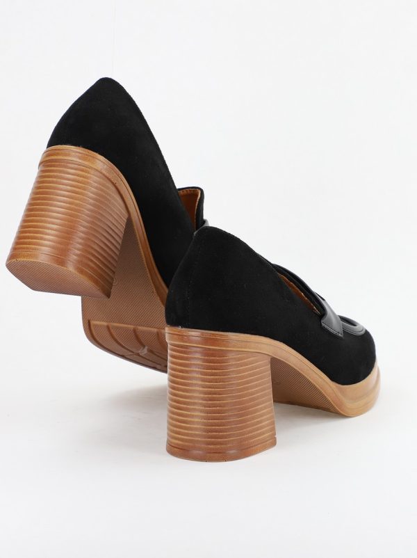 Pantofi Dama Piele Eco Vârf Rotund cu Toc Negre BS1902J231091 121