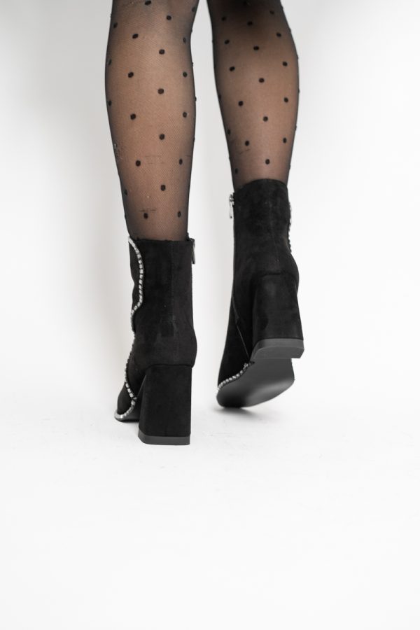 Botine elegante cu toc damă din piele ecologică închidere cu fermoar Negre BS5030BT2312050 123