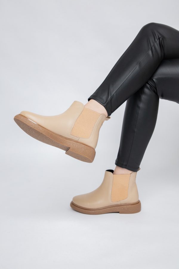 Ghete Damă cu Fermoar Piele Ecologică culoare Bej BS225BT2312035 121