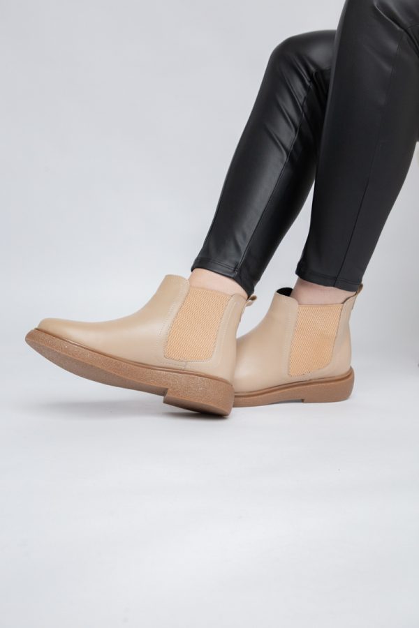 Ghete Damă cu Fermoar Piele Ecologică culoare Bej BS225BT2312035 123