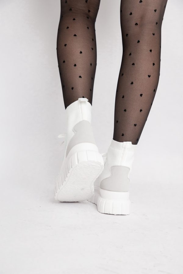 Ghete Damă cu șiret Material sintetic elastic si Piele Ecologică Alb (BS2696BO2310071) 123