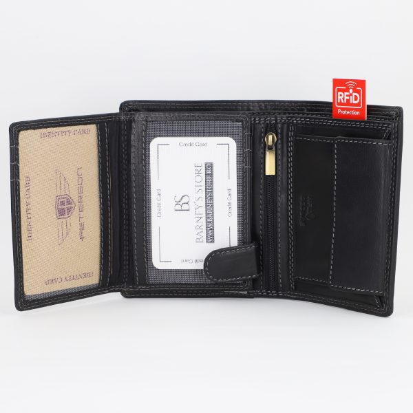 Portofel din Piele Naturală Barbati, Protecție RFID Negru - Peterson BSP5044P2312833 120