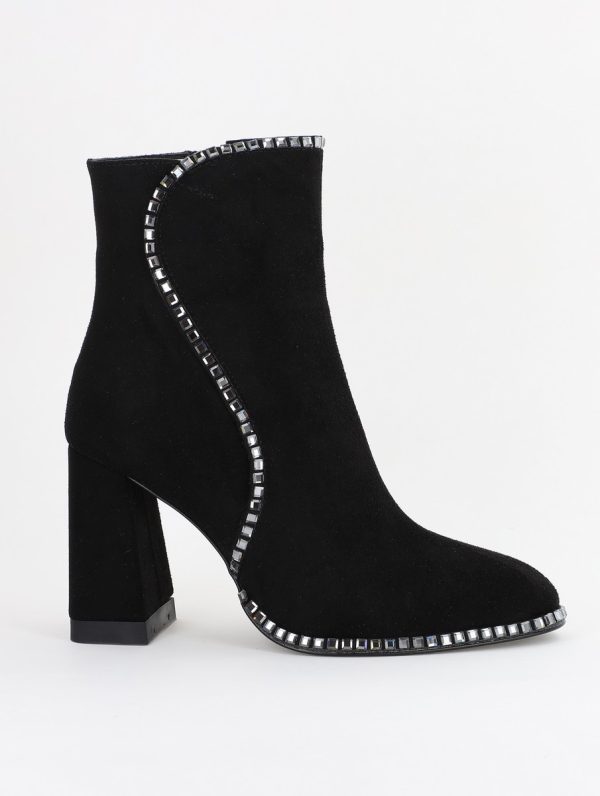 Botine elegante cu toc damă din piele ecologică închidere cu fermoar Negre BS5030BT2312050 122