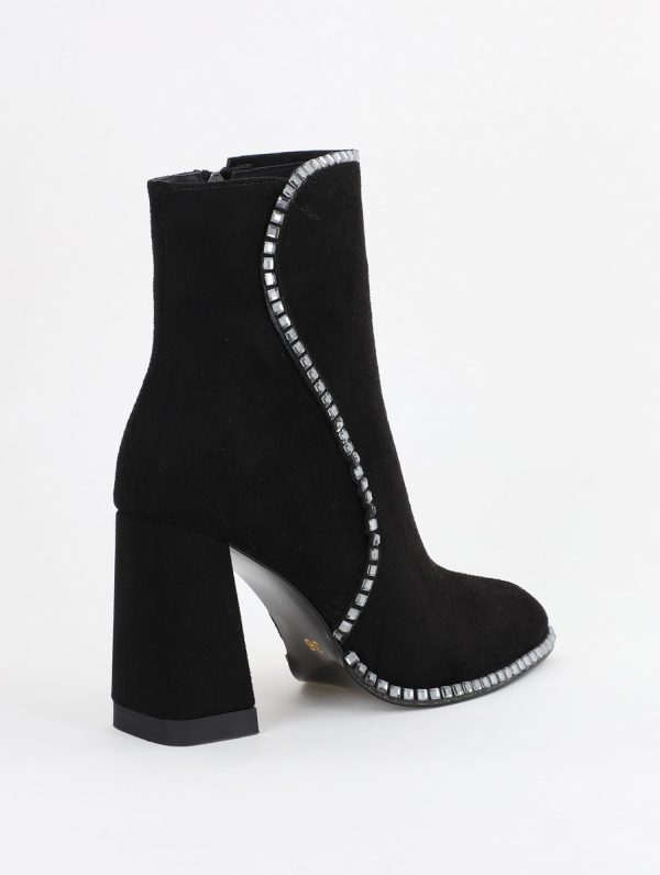 Botine elegante cu toc damă din piele ecologică închidere cu fermoar Negre BS5030BT2312050 124