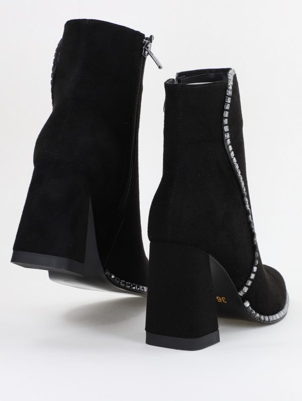 Botine elegante cu toc damă din piele ecologică închidere cu fermoar Negre BS5030BT2312050 127
