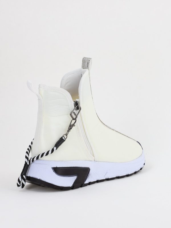 Botine sport cu toc damă din material sintetic închidere cu fermoar Alb BS582BT2312028 121
