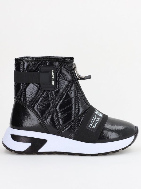 Botine sport cu toc damă din material sintetic închidere cu fermoar Negre BS580BT2312019 119