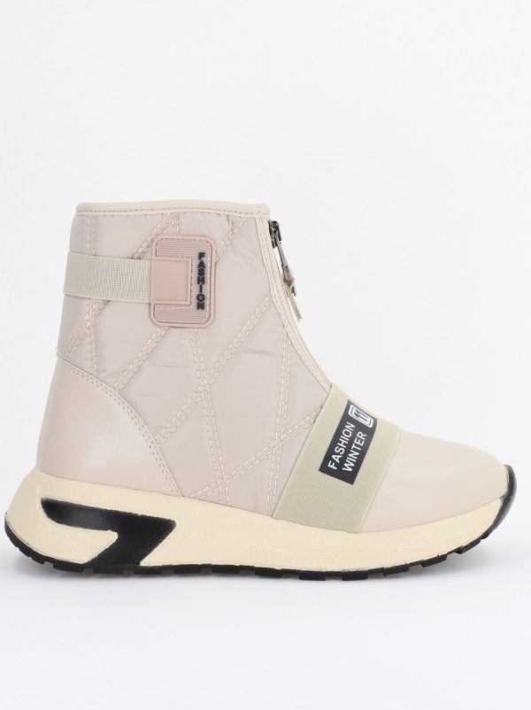 Botine sport cu toc damă din material sintetic închidere cu fermoar Bej BS580BT2312020 119