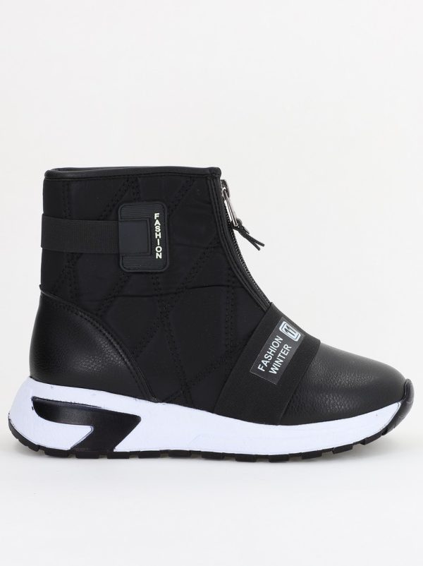 Botine sport cu toc damă din material sintetic închidere cu fermoar Negre BS580BT2312021 119
