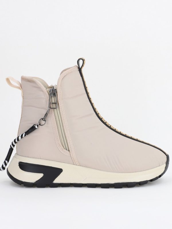 Botine sport cu toc damă din material sintetic închidere cu fermoar Bej BS581BT2312027 120