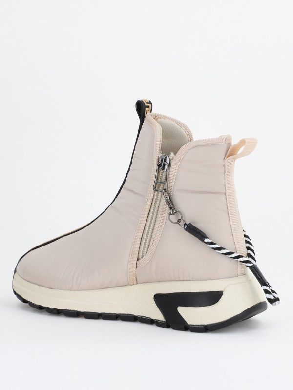 Botine sport cu toc damă din material sintetic închidere cu fermoar Bej BS581BT2312027 122
