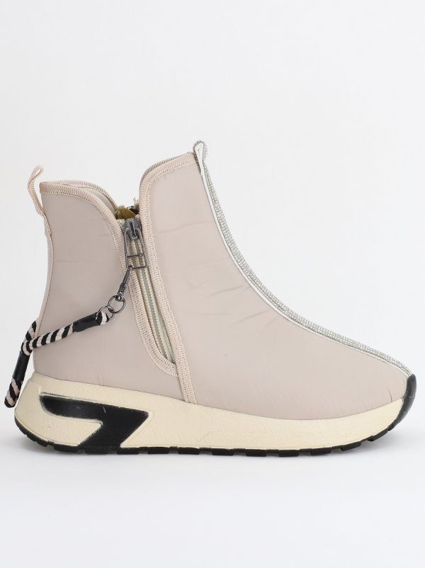 Botine sport cu toc damă din material sintetic închidere cu fermoar Bej BS582BT2312029 119
