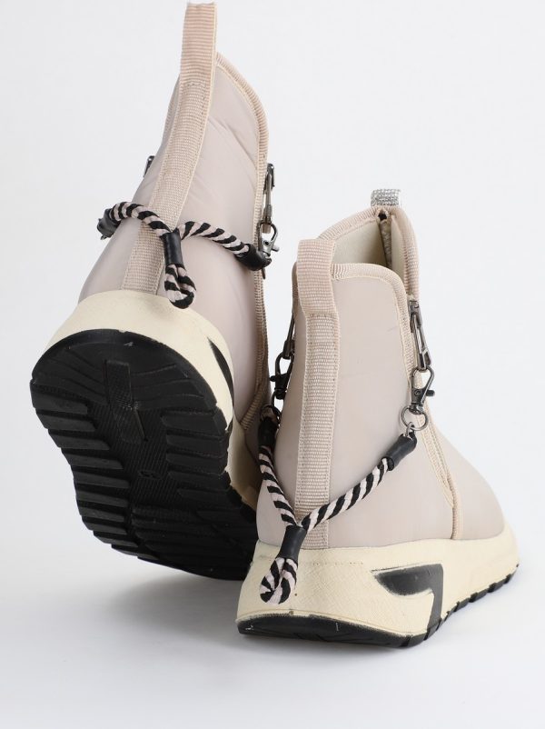 Botine sport cu toc damă din material sintetic închidere cu fermoar Bej BS582BT2312029 122
