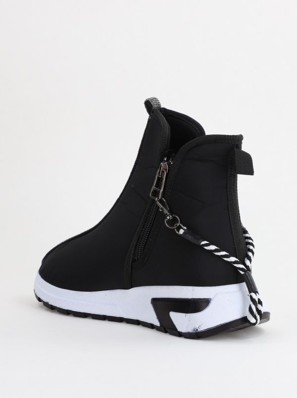 Botine sport cu toc damă din material sintetic închidere cu fermoar negru BS582BT2312031 122