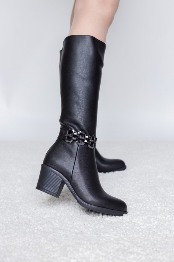 Cizme dama din piele ecologică Negru Mat (BS801CZ2312049) 124