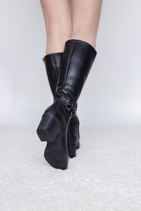 Cizme dama din piele ecologică Negru Mat (BS801CZ2312049) 122