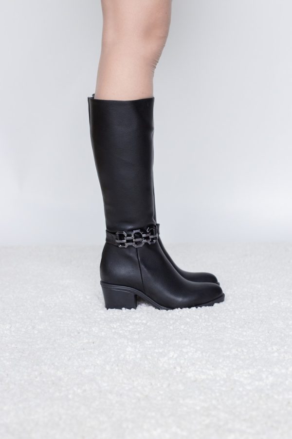 Cizme dama din piele ecologică Negru Mat (BS801CZ2312049) 123