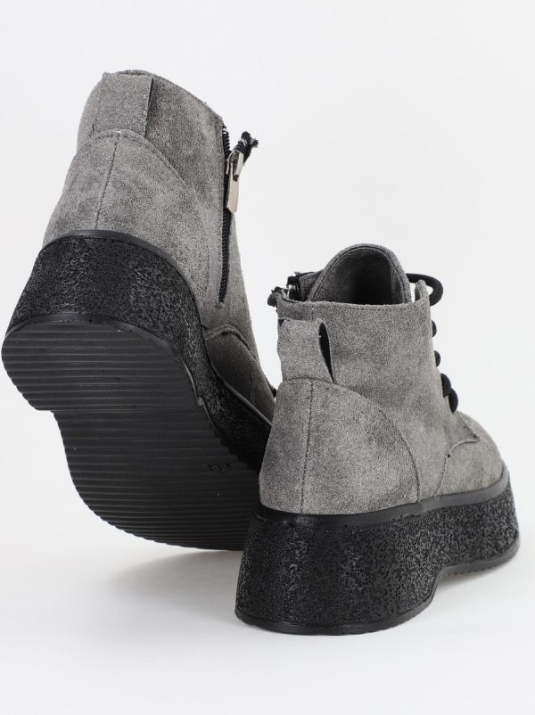 Ghete Damă cu Șiret Piele Ecologică întoarsă culoare Gri (BS06BT2312005) 127