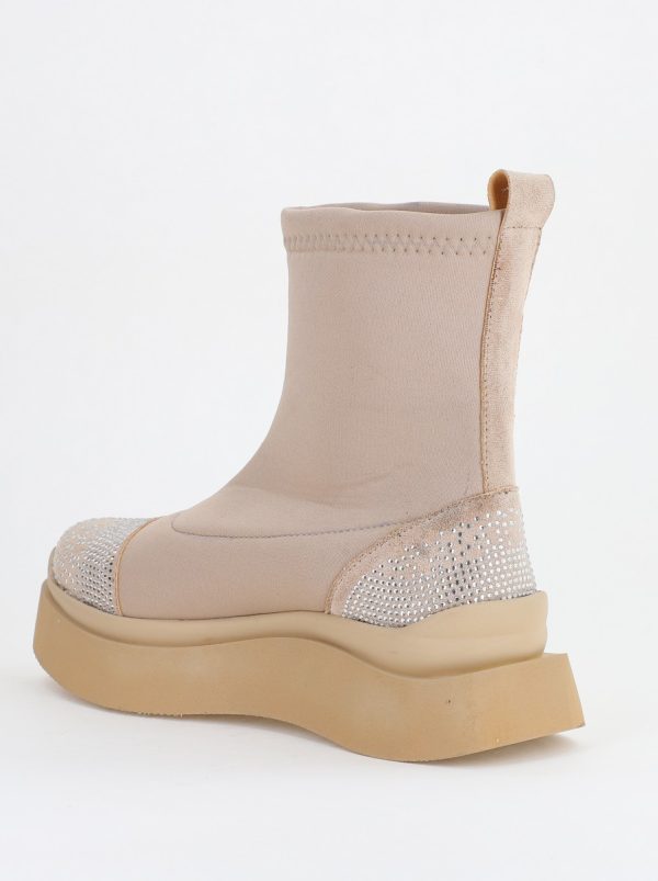 Ghete Damă material sintetic elastic piele eco cu pietricele Bej(BS156BT2312054) 122