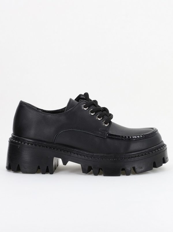 Mocasini Dama tapla groasa cu sireturi culoare Negru (BS02002AY2310248) 120