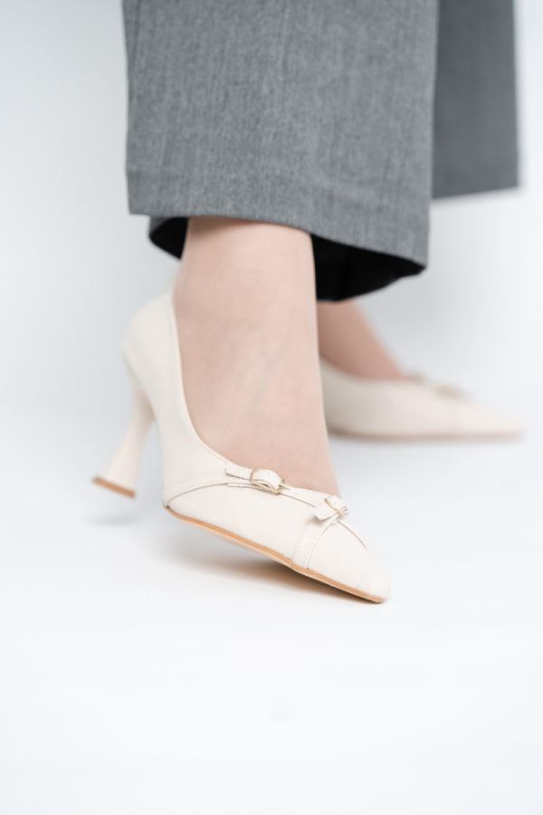 Pantofi Damă Stiletto Bej Mat din Piele Ecologică BS0200AY2411177 119
