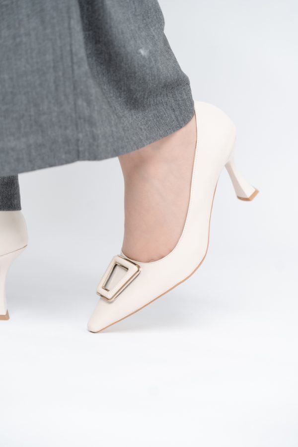 Pantofi Damă Stiletto Bej Mat din Piele Ecologică (BS0202AY2411192) 121