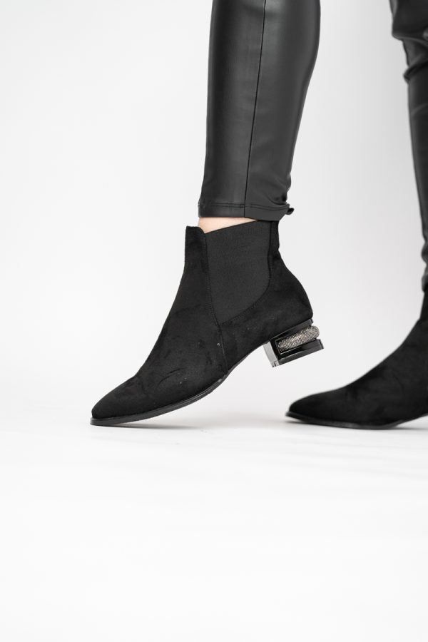 Botine damă din piele ecologică întoarsă Negre BS151BT2410030 119