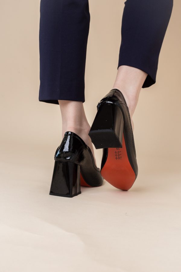 Pantofi Dama Toc Piele Ecologica negru texturat(BS2001D2401616) 123