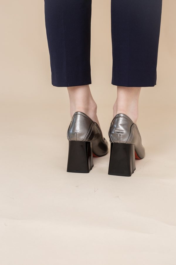 Pantofi Dama Toc Piele Ecologica platina(BS2001D2401617) 123
