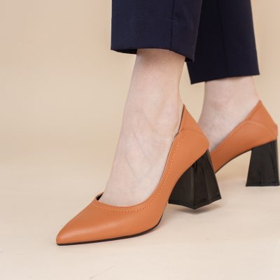 Pantofi Dama Toc Piele Ecologica portocaliu(BS2001D2401605)